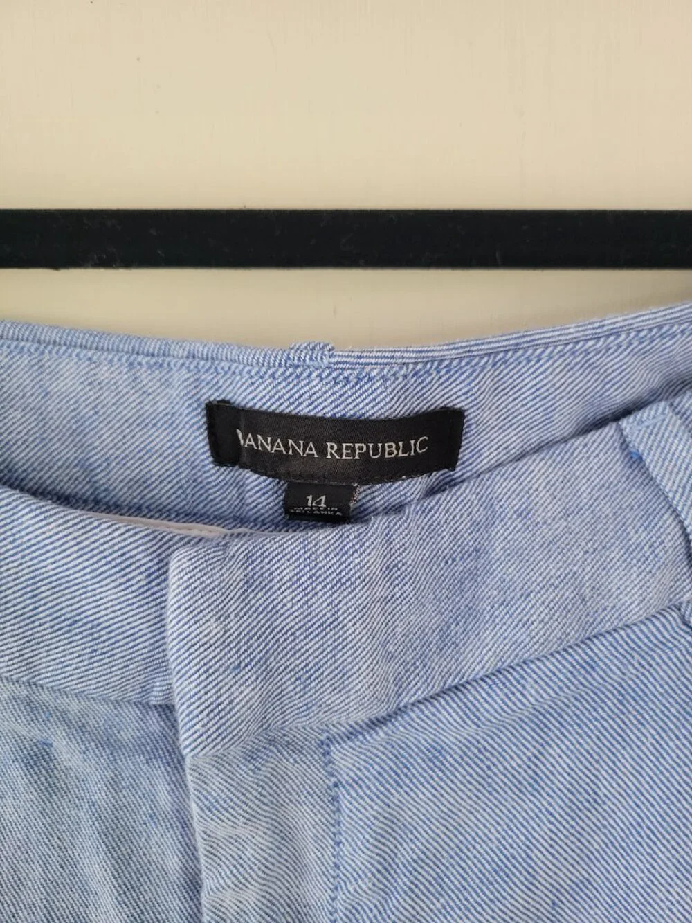 Banana Republic Linen Cotton Wide Leg Chic Cropped Culotte Pant Light Blue Sz 14